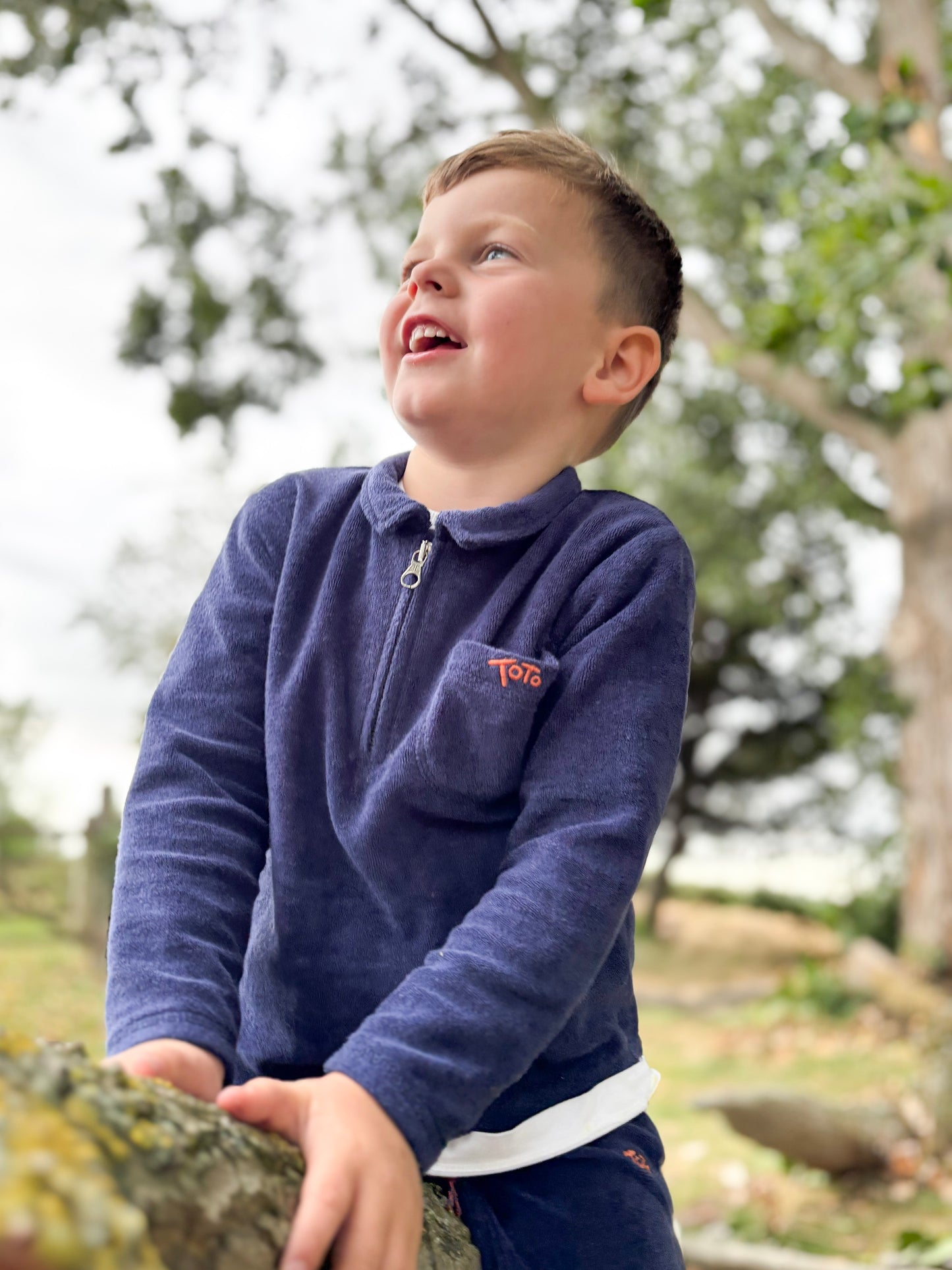 Navy zip-neck sweatshirt