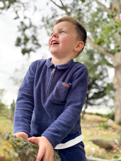 Navy zip-neck sweatshirt