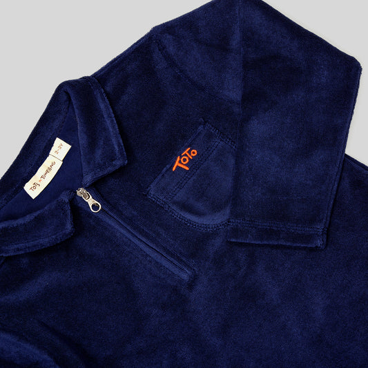Navy zip-neck sweatshirt