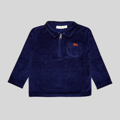 Navy zip-neck sweatshirt