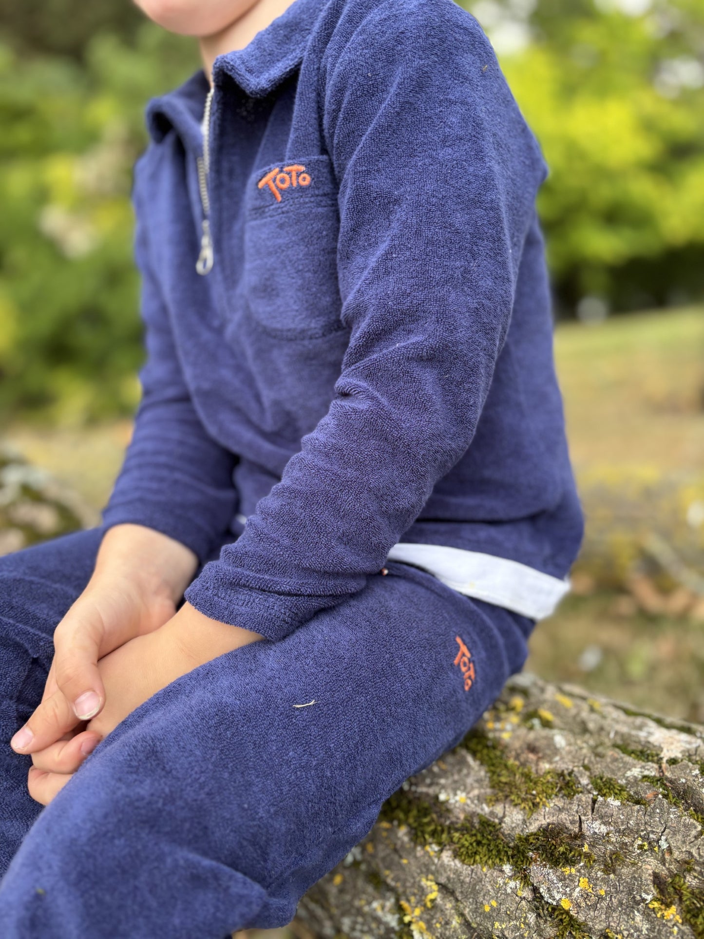 Navy zip-neck sweatshirt